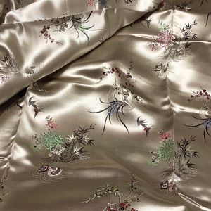 Warm silver Chinese brocade fabric
